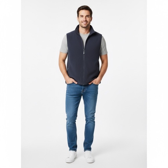 Lands' End Other - Lands End Fleece Vest Mens Large Navy Blue Full Zip Outdoors Hiking Fall Winter